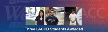 Three LACCD Students Awarded Prestigious Jack Kent Cooke Scholarship