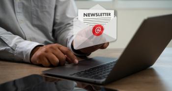 Person at their laptop receiving newsletter email