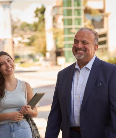 image of chancellor with students