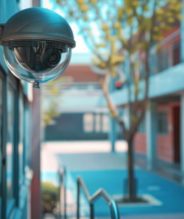 CCTV camera mounted on school campus