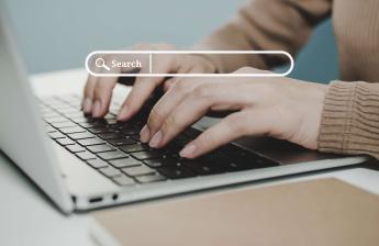 Person on a laptop conducing internet search