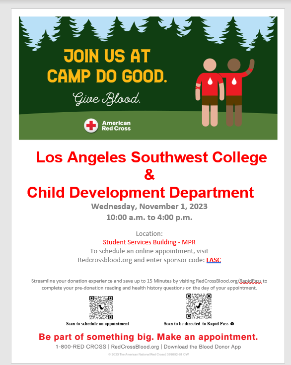 LASC Child Development Department and The American Red Cross hosted a Blood Drive