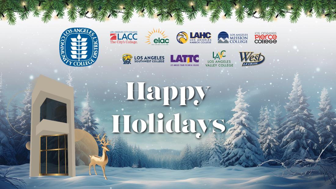 LACCD Happy Holidays decorative card