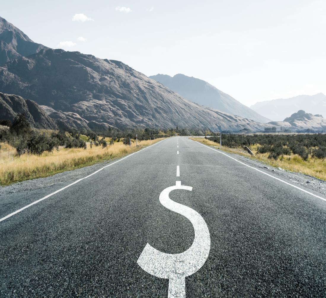 Road with money sign
