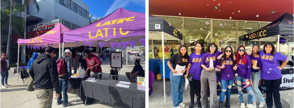 Left: guests arrive at check-in; Right: LATTC ASO was one of the first tents to greet guests.