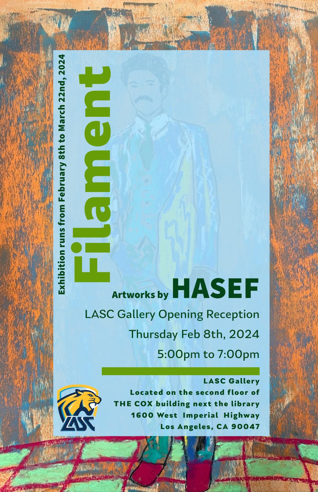 LASC adjunct professor Jamaal Hasef Tolbert hosted an opening reception for his solo exhibit at the LASC Gallery