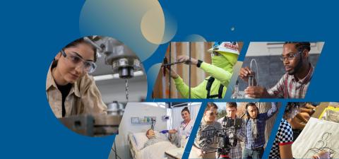Students in various technical education occupations