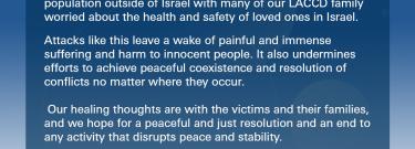 Statement in support of Israel and asking for peace in the region.