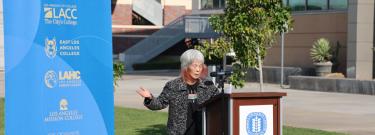 Tina Chen, who is taking computer science courses taught in Mandarin at East Los Angeles College, speaks at a recent press conference for Assembly Bill 1096.