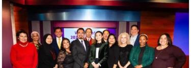 LOCAL HEROES logo and 2024 PBS SoCal Community Advisory Board group photo at the 2024 PBS SoCal Holiday Community Celebration. Images courtesy of PBS SoCal