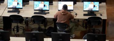 Students work in the library at San Bernardino Valley College