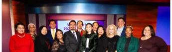 LOCAL HEROES logo and 2024 PBS SoCal Community Advisory Board group photo at the 2024 PBS SoCal Holiday Community Celebration. Images courtesy of PBS SoCal